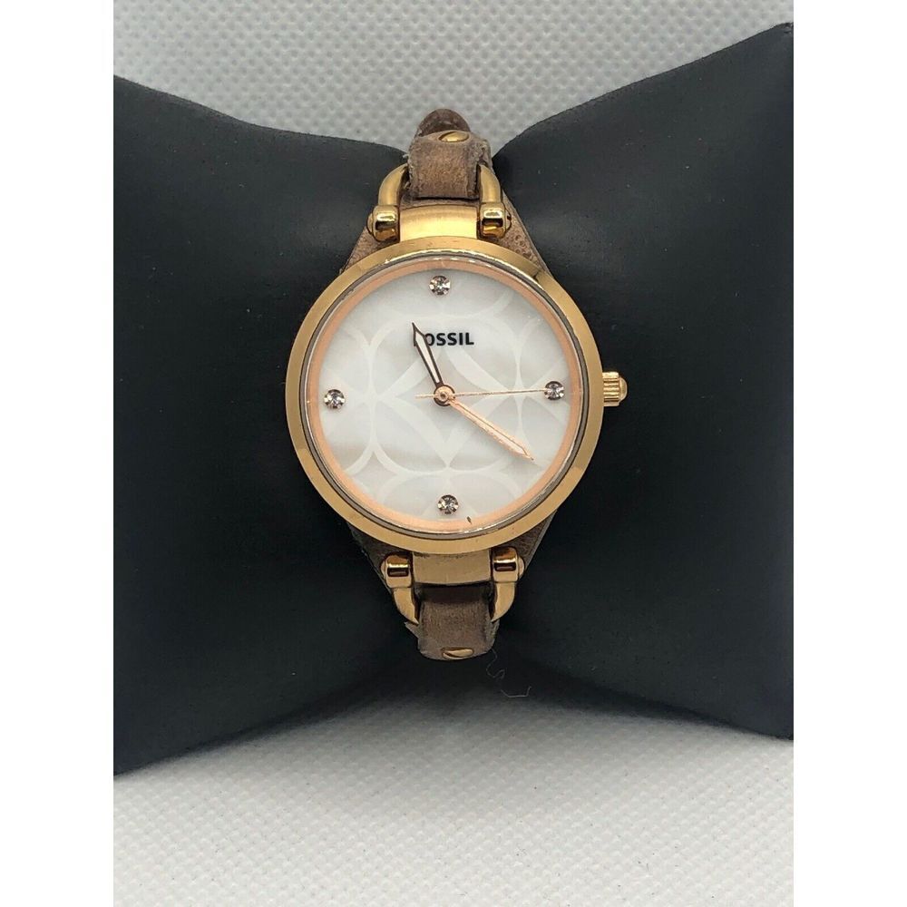Fossil ES3151 Women's Tan Leather Analog Silver Dial Quartz Genuine Watch HK99